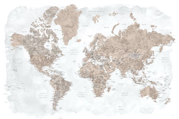 輸入壁紙 カスタム壁紙 PHOTOWALL / World Map with Cities (e325692)