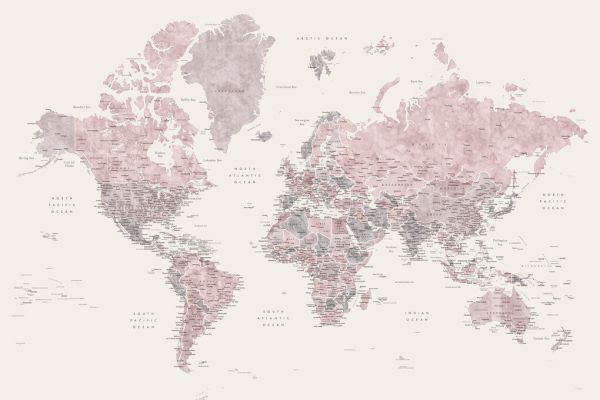 輸入壁紙 カスタム壁紙 PHOTOWALL / World Map with Cities (e325693)