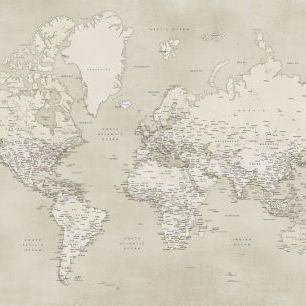 輸入壁紙 カスタム壁紙 PHOTOWALL / World Map with Cities (e325694)