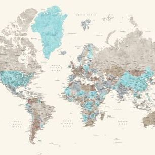 輸入壁紙 カスタム壁紙 PHOTOWALL / World Map with Cities (e325695)