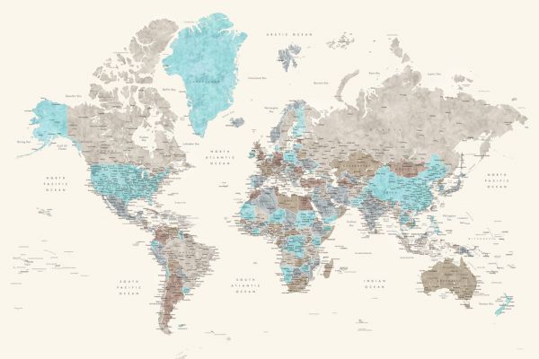輸入壁紙 カスタム壁紙 PHOTOWALL / World Map with Cities (e325695)