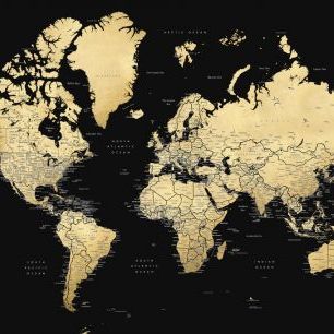 輸入壁紙 カスタム壁紙 PHOTOWALL / World Map with Cities (e325696)