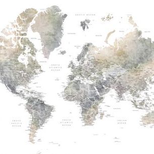 輸入壁紙 カスタム壁紙 PHOTOWALL / World Map with Cities (e325699)