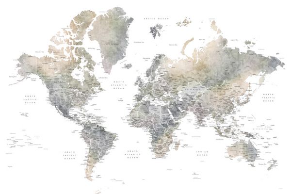 輸入壁紙 カスタム壁紙 PHOTOWALL / World Map with Cities (e325699)