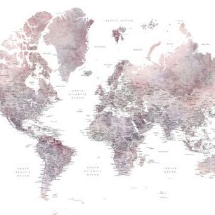 輸入壁紙 カスタム壁紙 PHOTOWALL / World Map with Cities (e325700)