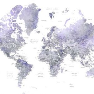 輸入壁紙 カスタム壁紙 PHOTOWALL / World Map with Cities (e325701)