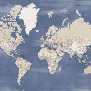 輸入壁紙 カスタム壁紙 PHOTOWALL / World Map with Cities (e325702)