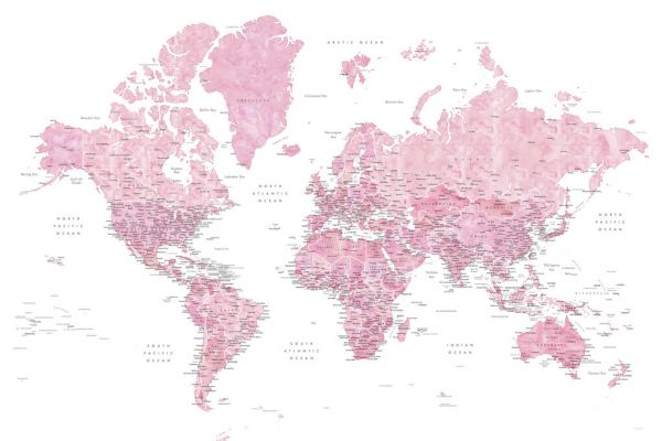 輸入壁紙 カスタム壁紙 PHOTOWALL / World Map with Cities (e325703)