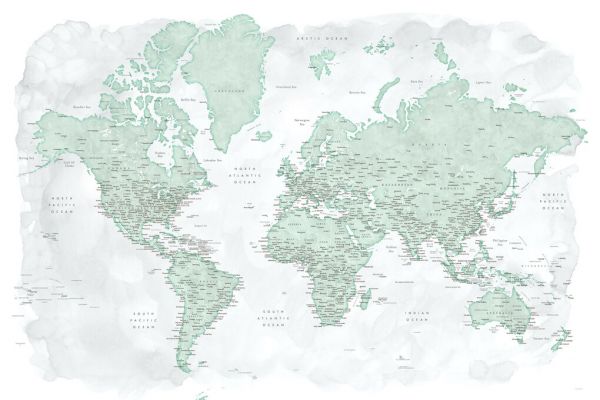 輸入壁紙 カスタム壁紙 PHOTOWALL / World Map with Cities (e325704)