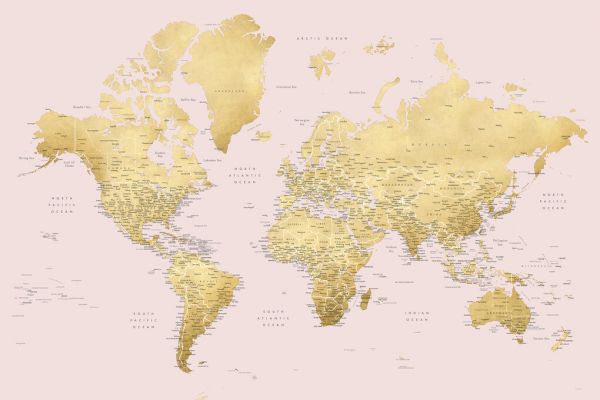 輸入壁紙 カスタム壁紙 PHOTOWALL / World Map with Cities (e325705)