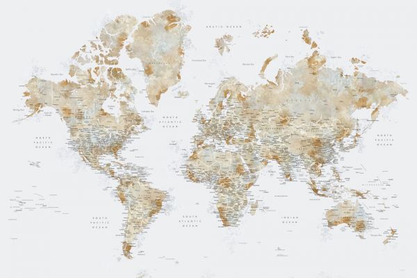 輸入壁紙 カスタム壁紙 PHOTOWALL / World Map with Cities (e325706)