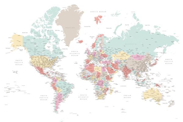 輸入壁紙 カスタム壁紙 PHOTOWALL / World Map with Cities (e325707)