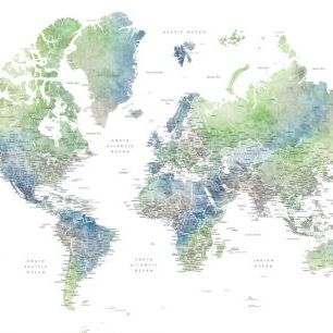 輸入壁紙 カスタム壁紙 PHOTOWALL / World Map with Cities (e325708)
