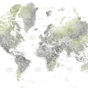 輸入壁紙 カスタム壁紙 PHOTOWALL / World Map with Cities (e325709)