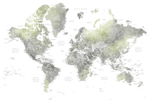 輸入壁紙 カスタム壁紙 PHOTOWALL / World Map with Cities (e325709)