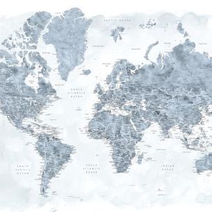 輸入壁紙 カスタム壁紙 PHOTOWALL / World Map with Cities (e325711)