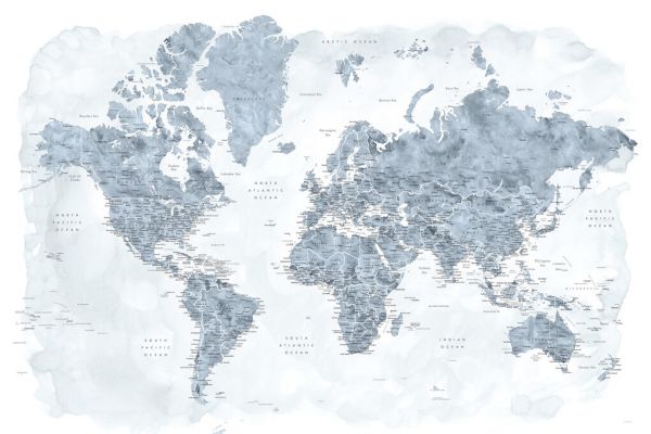 輸入壁紙 カスタム壁紙 PHOTOWALL / World Map with Cities (e325711)