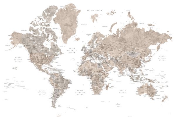 輸入壁紙 カスタム壁紙 PHOTOWALL / World Map with Cities (e325712)
