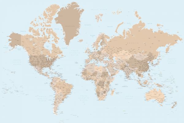 輸入壁紙 カスタム壁紙 PHOTOWALL / World Map with Cities (e325713)