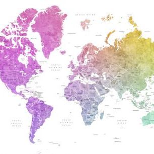 輸入壁紙 カスタム壁紙 PHOTOWALL / World Map with Countries (e325714)
