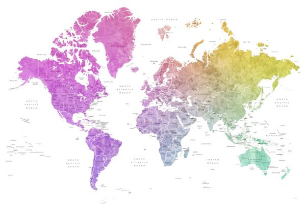 輸入壁紙 カスタム壁紙 PHOTOWALL / World Map with Countries (e325714)