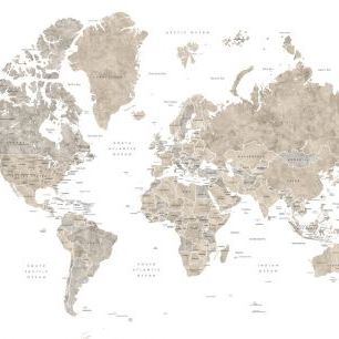 輸入壁紙 カスタム壁紙 PHOTOWALL / World Map with Countries (e325715)