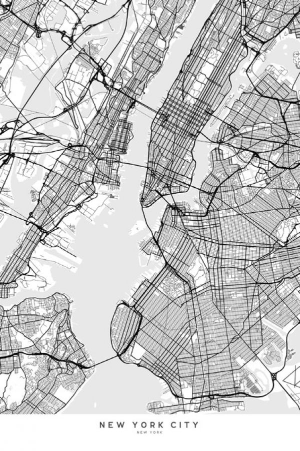 輸入壁紙 カスタム壁紙 PHOTOWALL / New York City Map (e325724)