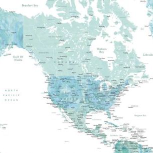 輸入壁紙 カスタム壁紙 PHOTOWALL / North America and Caribbean Map (e325730)