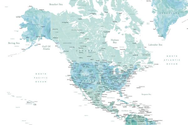輸入壁紙 カスタム壁紙 PHOTOWALL / North America and Caribbean Map (e325730)