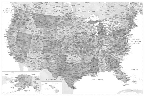 輸入壁紙 カスタム壁紙 PHOTOWALL / United States Map (e325737)