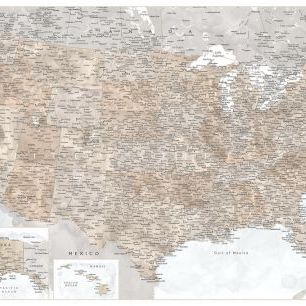 輸入壁紙 カスタム壁紙 PHOTOWALL / United States Map (e325739)