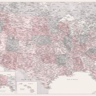 輸入壁紙 カスタム壁紙 PHOTOWALL / United States Map (e325741)