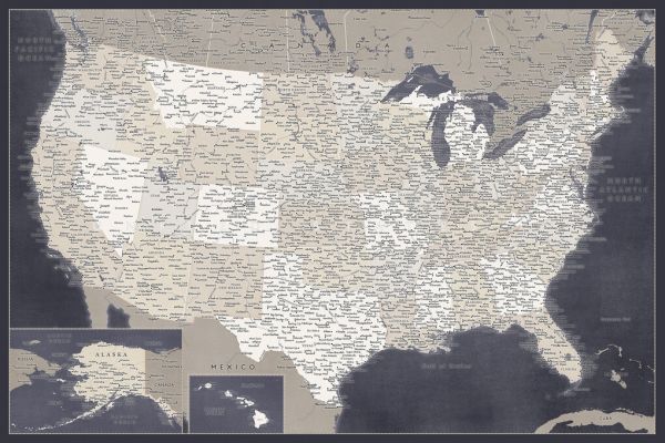 輸入壁紙 カスタム壁紙 PHOTOWALL / United States Map (e325745)
