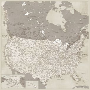 輸入壁紙 カスタム壁紙 PHOTOWALL / United States Map (e325746)