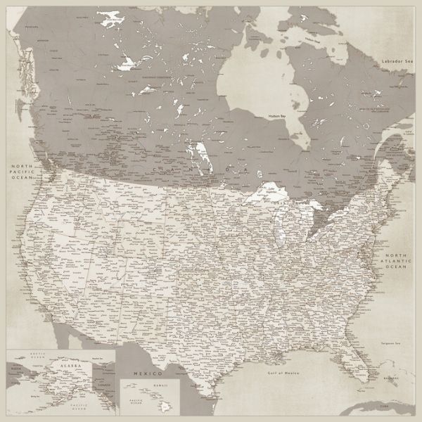 輸入壁紙 カスタム壁紙 PHOTOWALL / United States Map (e325746)
