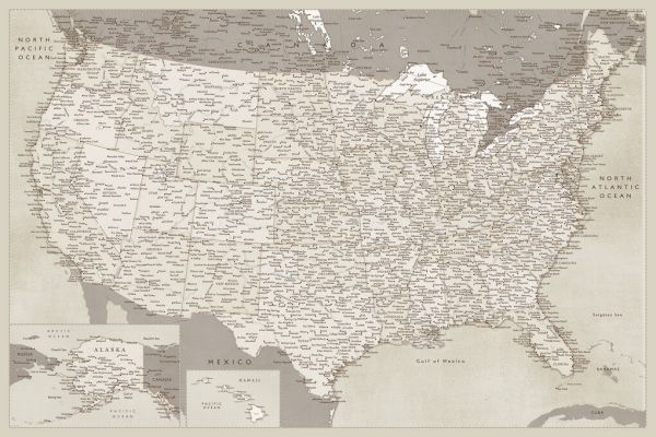 輸入壁紙 カスタム壁紙 PHOTOWALL / United States Map (e325747)