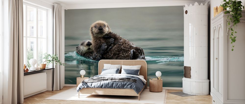 輸入壁紙 カスタム壁紙 PHOTOWALL / Sea Otter and Pup (e327027) | 壁紙屋本舗