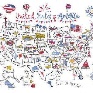 輸入壁紙 カスタム壁紙 PHOTOWALL / USA Map (e328206)