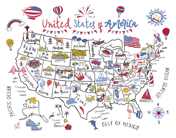 輸入壁紙 カスタム壁紙 PHOTOWALL / USA Map (e328206)