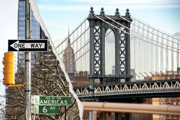 輸入壁紙 カスタム壁紙 PHOTOWALL / Dual Torn Posters - Manhattan Bridge (e328648)