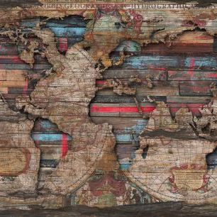 輸入壁紙 カスタム壁紙 PHOTOWALL / Distressed World Map (e329473)