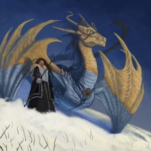 輸入壁紙 カスタム壁紙 PHOTOWALL / White Dragon and Rider in the Snow (e330176)