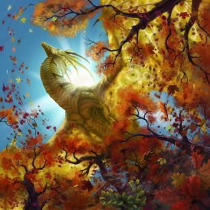 輸入壁紙 カスタム壁紙 PHOTOWALL / Yellow Dragon Flying over Autumn Forest (e330178)