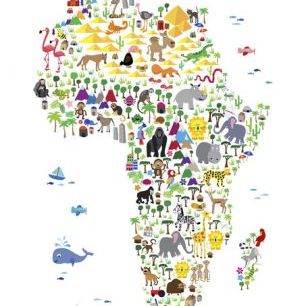 輸入壁紙 カスタム壁紙 PHOTOWALL / Animal Map - Africa (e330430)