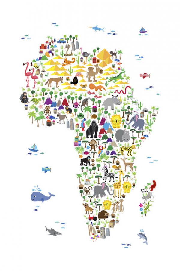 輸入壁紙 カスタム壁紙 PHOTOWALL / Animal Map - Africa (e330430)