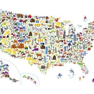 輸入壁紙 カスタム壁紙 PHOTOWALL / Animal Map - USA (e330433)