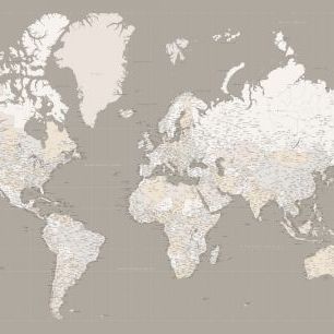 輸入壁紙 カスタム壁紙 PHOTOWALL / World Map with Cities XII (e331253)