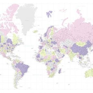 輸入壁紙 カスタム壁紙 PHOTOWALL / World Map with Cities XVI (e331257)