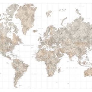 輸入壁紙 カスタム壁紙 PHOTOWALL / World Map with Cities XIX (e331260)