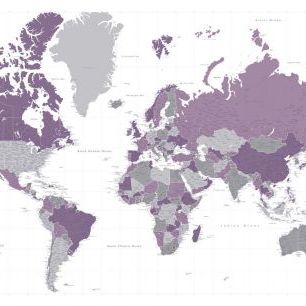 輸入壁紙 カスタム壁紙 PHOTOWALL / World Map with Cities XXII (e331263)